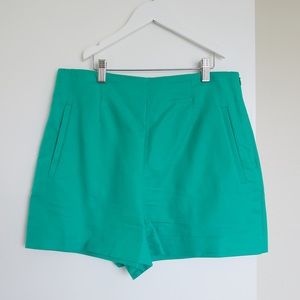 ZARA Tropical Teal Green/Blue Cotton Flat Front Shorts